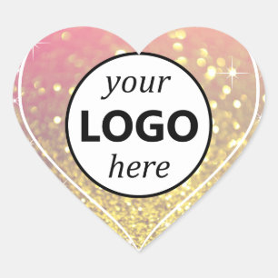 Logo Sjabloon Roze Rose Gold Glitter Sparkle Stars Hart Sticker