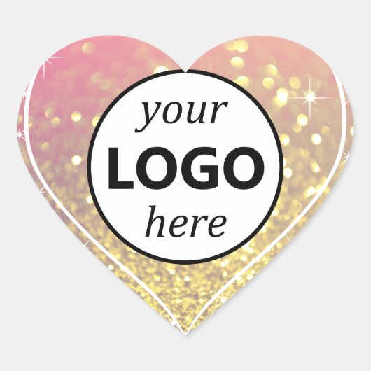 Logo Sjabloon Roze Rose Gold Glitter Sparkle Stars Hart Sticker (Voorkant)