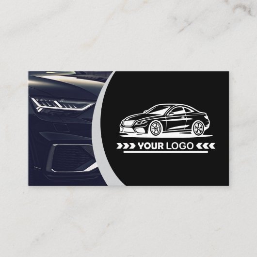 Logo Sjabloon Silver Car Service Auto Detailing Visitekaartje (Voorkant)