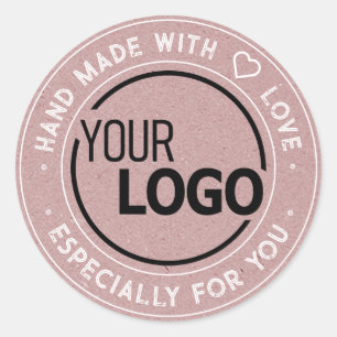 Logo-sjabloon speciaal voor jou Roze Kraftpapier Ronde Sticker