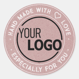 Logo-sjabloon speciaal voor jou Roze Kraftpapier Ronde Sticker