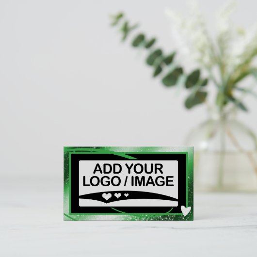 Logo Sjabloon Stijlvol Koel Groen Lijst Schattige  Visitekaartje (Staand voorkant)