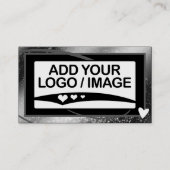 Logo Sjabloon Stijlvol Koel Zilver Lijst Schattige Visitekaartje (Voorkant)