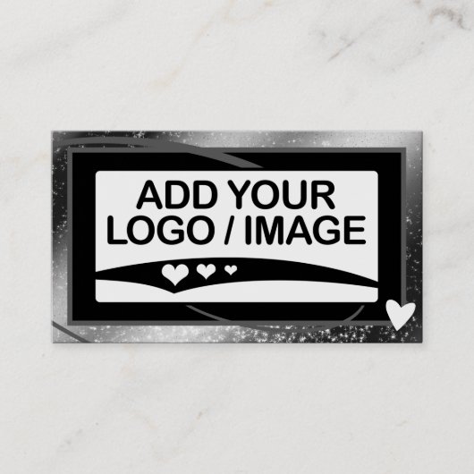 Logo Sjabloon Stijlvol Koel Zilver Lijst Schattige Visitekaartje (Voorkant)