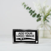 Logo Sjabloon Stijlvol Koel Zilver Lijst Schattige Visitekaartje (Staand voorkant)