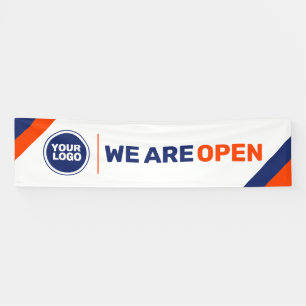 logo sjabloon toevoegen we zijn open bedrijfsbanne spandoek