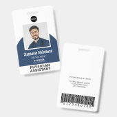 Logo Sjabloon werknemer Fotonaam ID Navy Blue Badge (Voor- en achterkant)