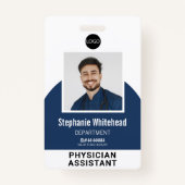 Logo Sjabloon werknemer Fotonaam ID Navy Blue Badge (Voorkant)