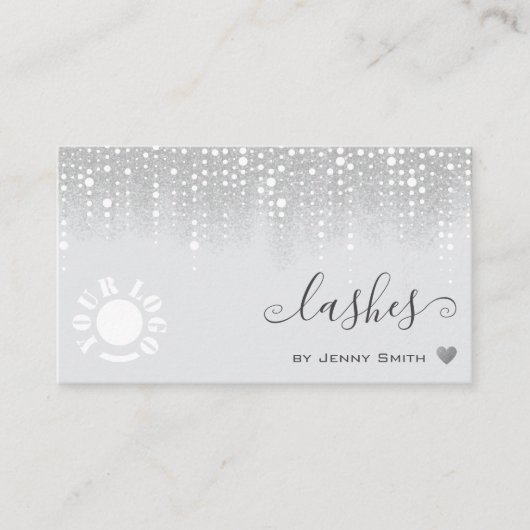 Logo Sjabloon  Wit Zilver Glitter Regen Visitekaartje (Voorkant)