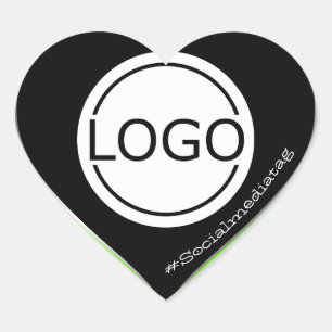 Logo Sjabloon Zwart Heldergroen Aangepaste Verpakk Hart Sticker
