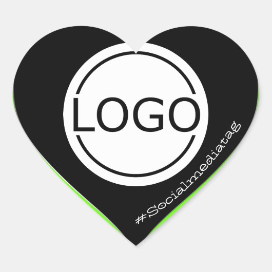Logo Sjabloon Zwart Heldergroen Aangepaste Verpakk Hart Sticker (Voorkant)