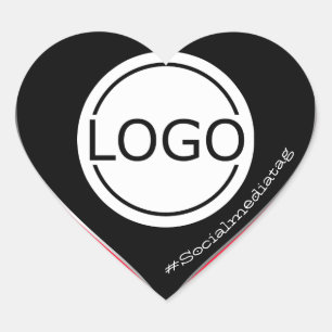 Logo Sjabloon Zwart Neon Roze Aangepaste Verpakkin Hart Sticker