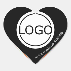 Logo Sjabloon Zwart Neon Sinaasappel Aangepaste Ve Hart Sticker