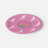  Logo Skiers Skiing Ski Pink White Papieren Bordje (Gekanteld)