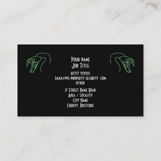 Logo slangenkoppen, fangs - Bezit Visitekaartje (Achterkant)