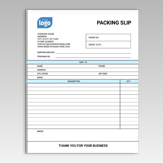 Logo Small Business Packing Slip Template Notepad Notitieblok