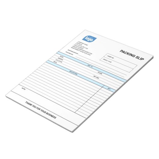Logo Small Business Packing Slip Template Notepad Notitieblok (Schuin)