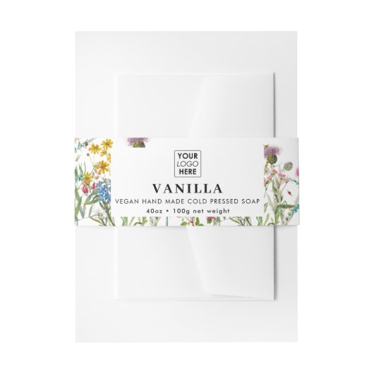 Logo Soap Belly Band Wildflower Productlabel Wrap Uitnodigingen Wikkel (Voorkant Voorbeeld)