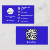 Logo Social Media Gold QR Code Blue Royal Gold Visitekaartje (Voorkant / Achterkant)