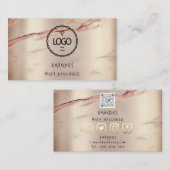 Logo Social Media QR Code Gold Roos Stone Marble Visitekaartje (Voorkant / Achterkant)