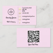 Logo Sociale media Gold QR-code Aangepast roze Visitekaartje (Voorkant / Achterkant)