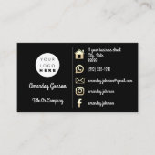 Logo Sociale media Gold QR-code Gold Black Visitekaartje (Voorkant)
