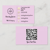 Logo Sociale media Gold QR-code Roze Blush Visitekaartje (Voorkant / Achterkant)