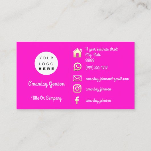 Logo Sociale media Gold QR-code Roze goud Visitekaartje (Voorkant)