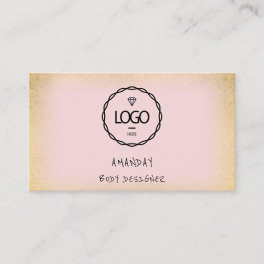 Logo Sociale media Logo QR-code Gold Roze Visitekaartje (Voorkant)