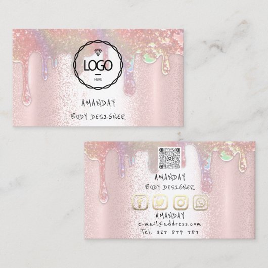 Logo Sociale media Logo QR Code Roos Zeep Drip Visitekaartje (Voorkant / Achterkant)