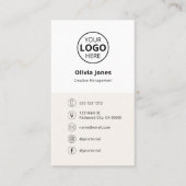 Logo sociale media minimalistisch beige visitekaartje (Voorkant)