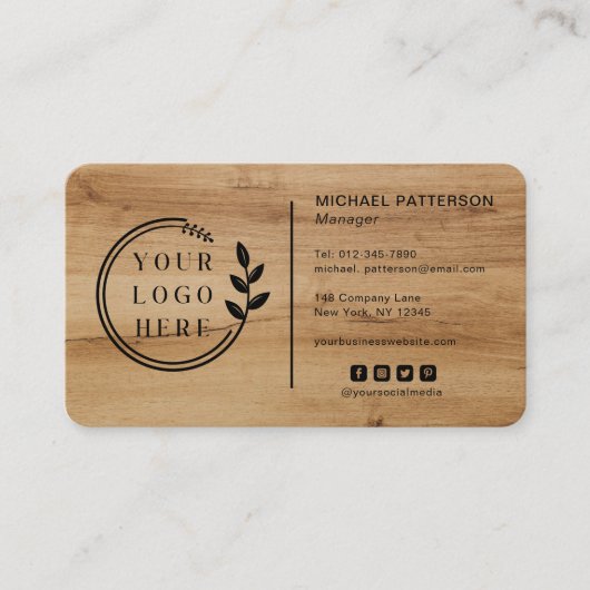 Logo Sociale media QR-code Carpentry wood Modern Visitekaartje (Voorkant)