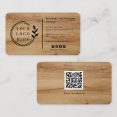 Logo Sociale media QR-code Carpentry wood Modern Visitekaartje (Voorkant / Achterkant)