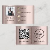 Logo Sociale media QR Code Foto Aangepast Roos Lij Visitekaartje (Voorkant / Achterkant)