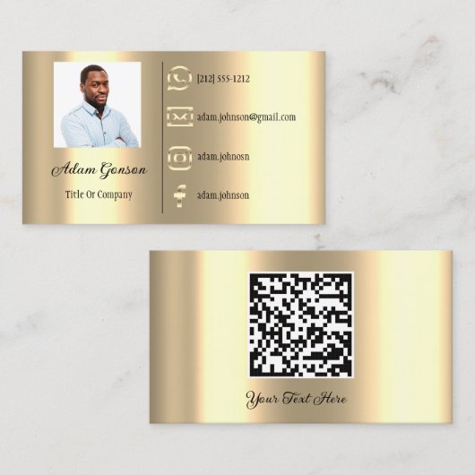 Logo Sociale media QR-code Foto van Faux Gold Visitekaartje (Voorkant / Achterkant)