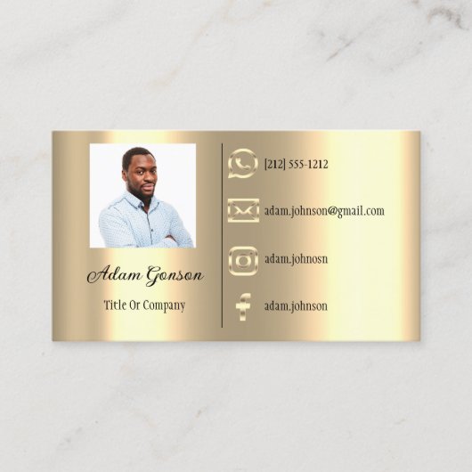 Logo Sociale media QR-code Foto van Faux Gold Visitekaartje (Voorkant)