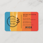 Logo Sociale media QR-code Retro  strepen Visitekaartje (Voorkant)