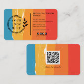 Logo Sociale media QR-code Retro  strepen Visitekaartje (Voorkant / Achterkant)