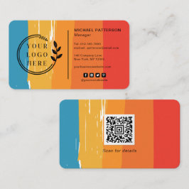 Logo Sociale media QR-code Retro strepen Visitekaartje