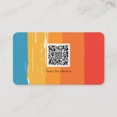 Logo Sociale media QR-code Retro  strepen Visitekaartje (Achterkant)