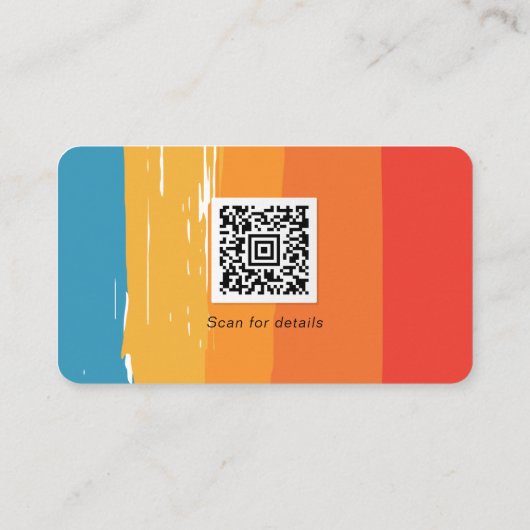 Logo Sociale media QR-code Retro  strepen Visitekaartje (Achterkant)