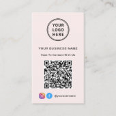 Logo sociale media QR-code roze Visitekaartje (Voorkant)