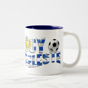 Logo Soy Celeste Uruguay vlag Futbol voetbal Tweekleurige Koffiemok