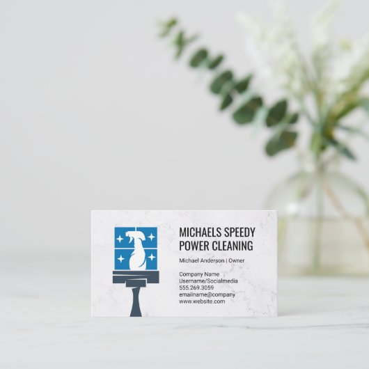 Logo spuitfles squeegee | Huis schoonmaken Visitekaartje (Staand voorkant)