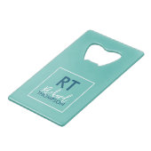 Logo Square Monogram Light Blue Creditkaart Flessenopener (Achterkant Gekanteld)
