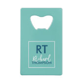 Logo Square Monogram Light Blue Creditkaart Flessenopener (Achterkant)