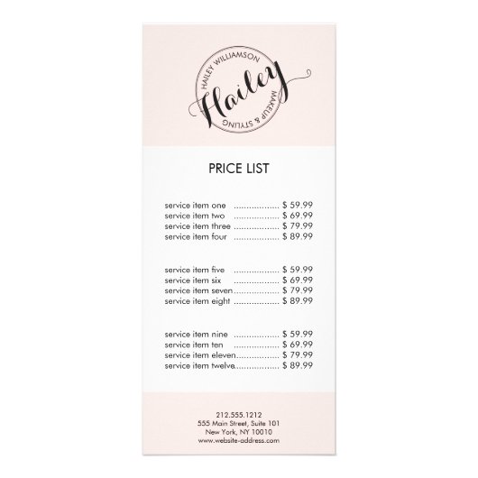  Logo Stempel Makeup en Roze Reclamekaart (Voorkant)