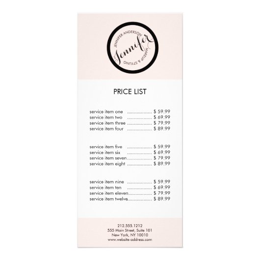 Logo Stempel Makeup en Roze Reclamekaart (Voorkant)