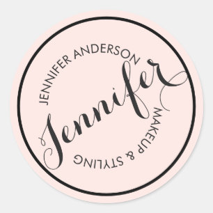  Logo Stempel Makeup en Roze Ronde Sticker