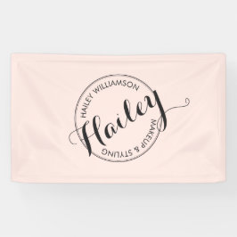  Logo Stempel Makeup en Roze Spandoek